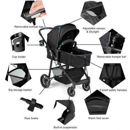 Foldable Pushchair Newborn Infant Baby Stroller (2-in-1)