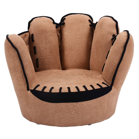 Kids Upholstered Sofa Five Fingers Baseball Glove Shaped- Brown