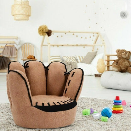 Kids Upholstered Sofa Five Fingers Baseball Glove Shaped- Brown