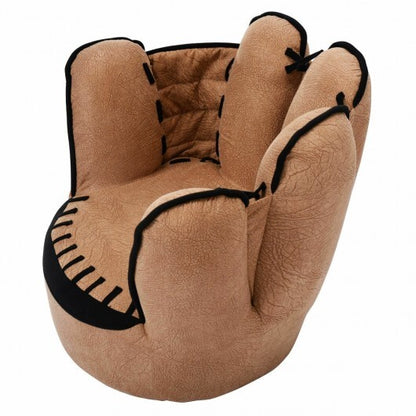 Kids Upholstered Sofa Five Fingers Baseball Glove Shaped- Brown