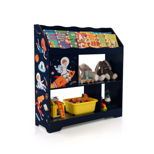 Kids Toy Storage Organizer with Book Shelf and Storage Cabinet-Navy - Color: Navy