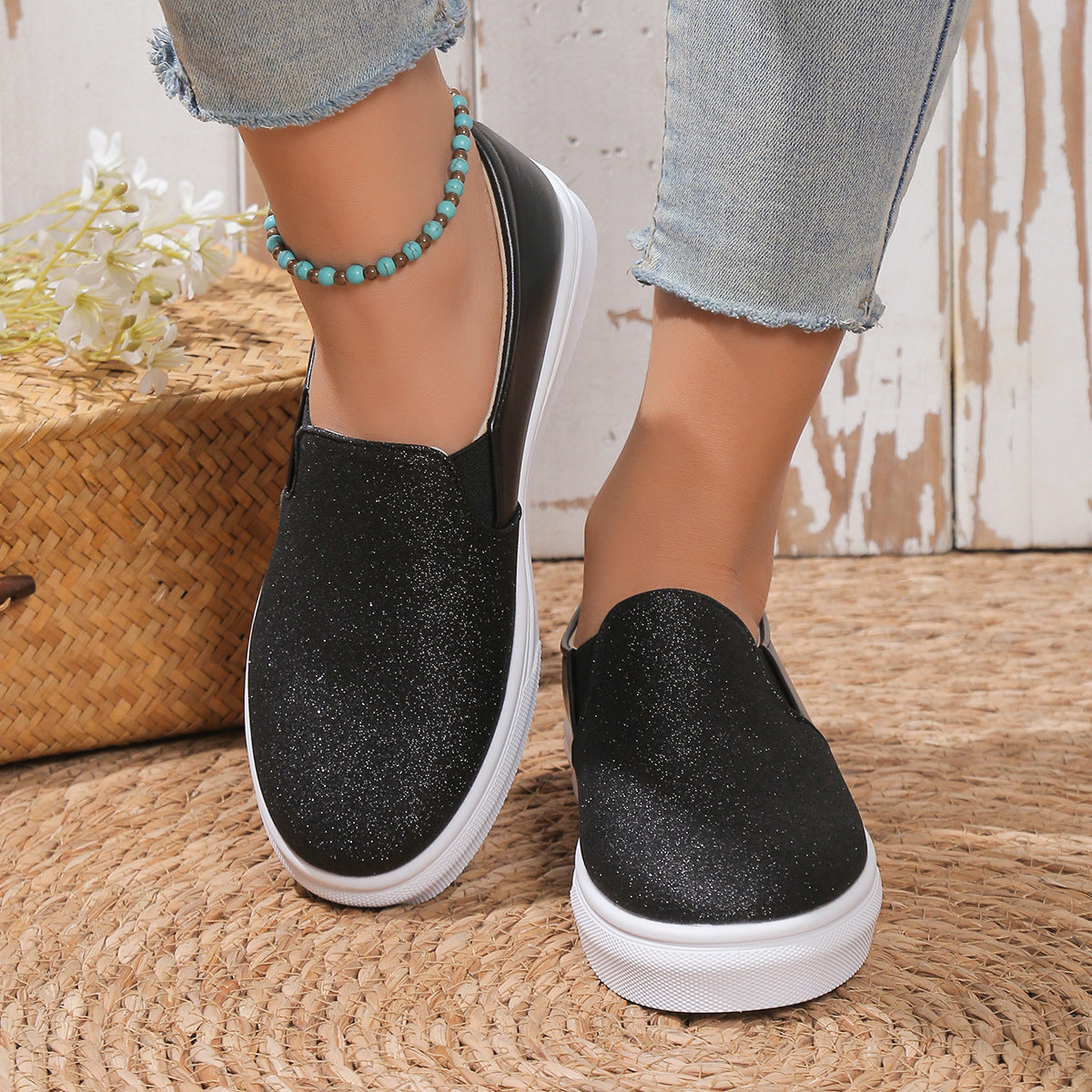 Chaussures mocassins décontractées élégantes à paillettes- Stylish Casual Shoes Sequined Flat Women Loafers