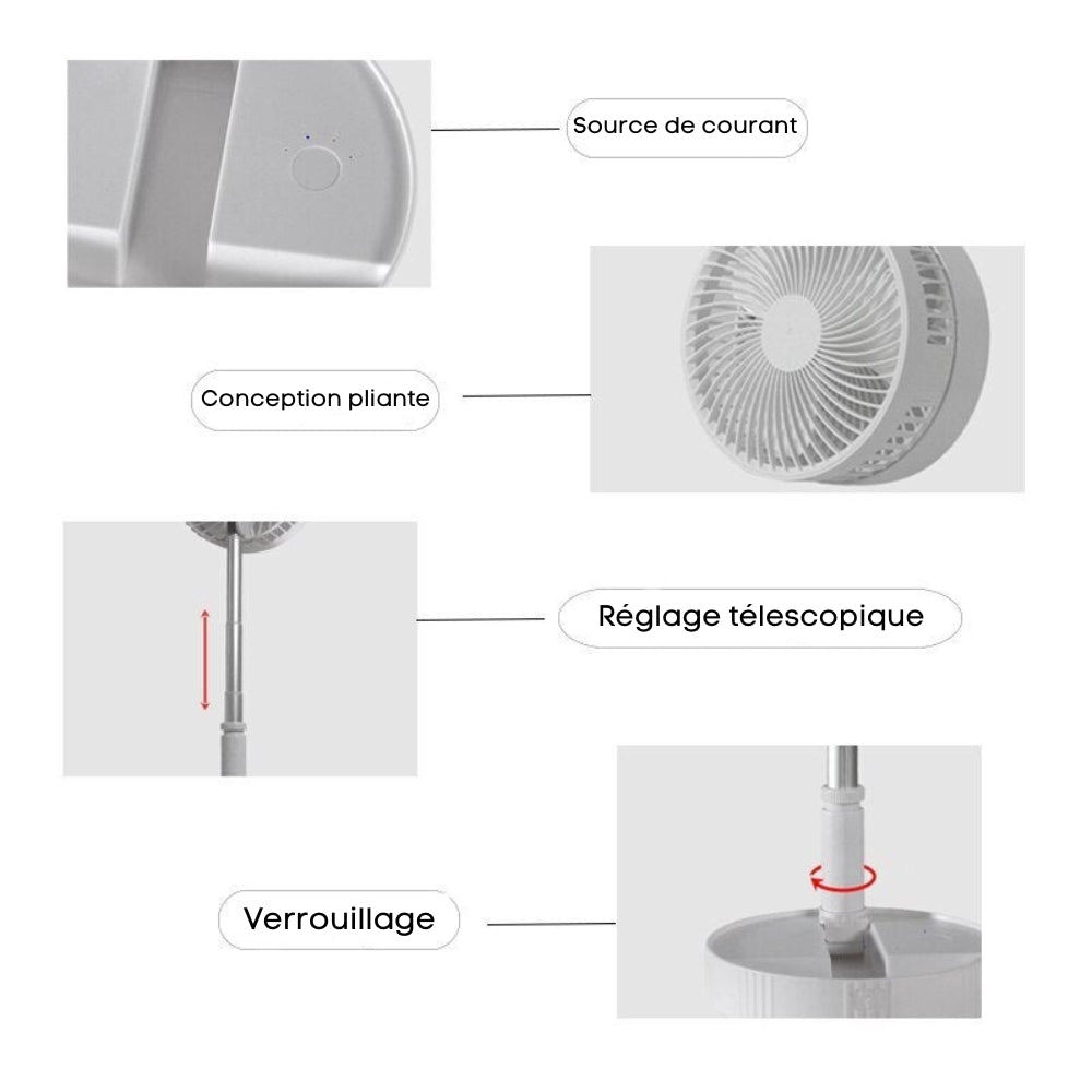 Ventilateur portable rétractable sans fil- FoldAir