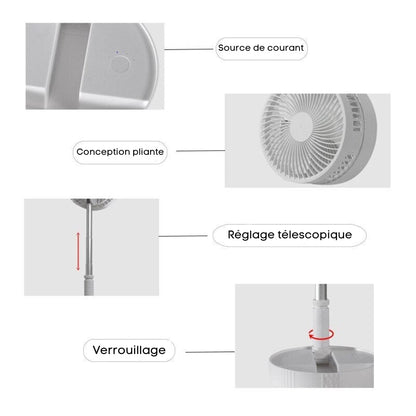 Ventilateur portable rétractable sans fil- FoldAir
