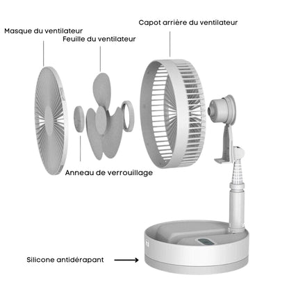 Ventilateur portable rétractable sans fil- FoldAir