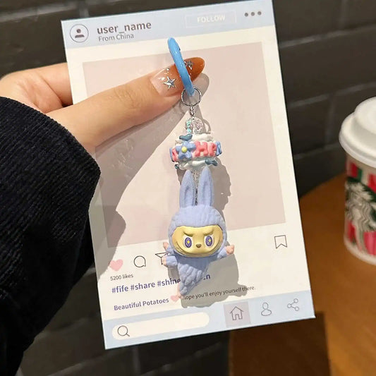 Color: Gold, Ships From: CHINA - New Cute Cartoon Labubu Phone Chain Hanging Rope Keychain Backpack Pendant Shoulder Bag Ornament Gift for Girlfriend