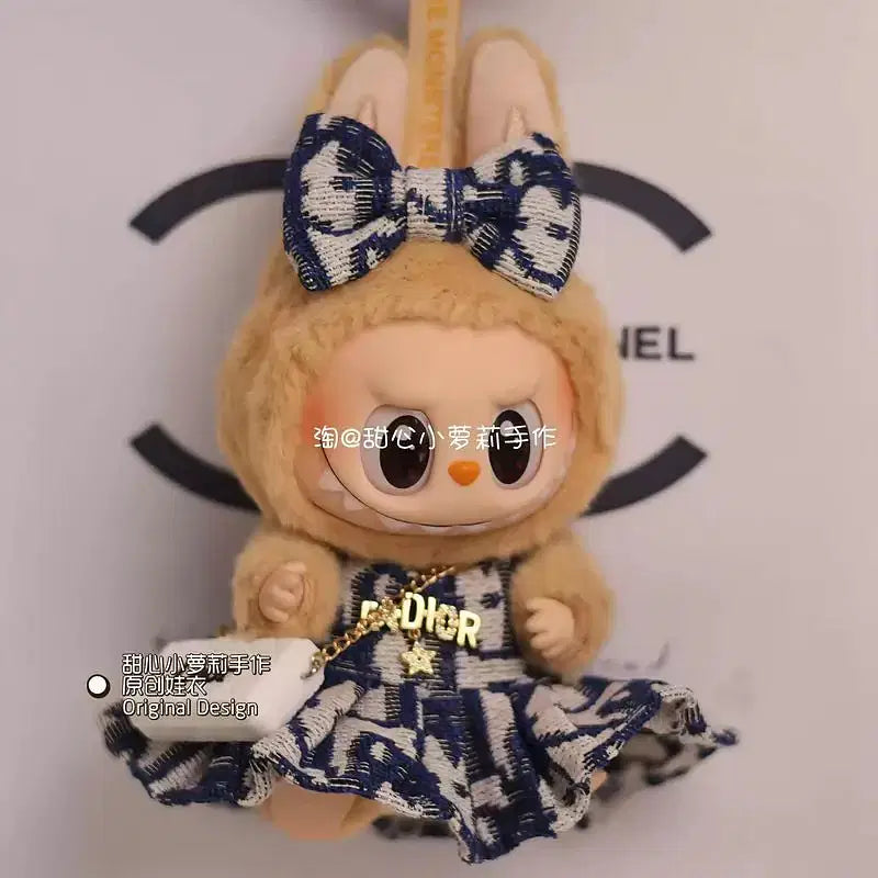 Color: WHITE, Size: One Size - Labubu Fashion Suits Skirt Suit V1 And V2 Vinyl Design Original Sitting Party Baby Clothes Eagerly Luxury Cute Dress Replacable