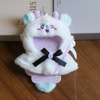 Color: plum - Labubu Sanrio Cape Skirt Suit Sitting Party Hello Kitty Kuromi Clothes Monsters Vinyl Labubu Outfit Clothing Hat Accessory Gift