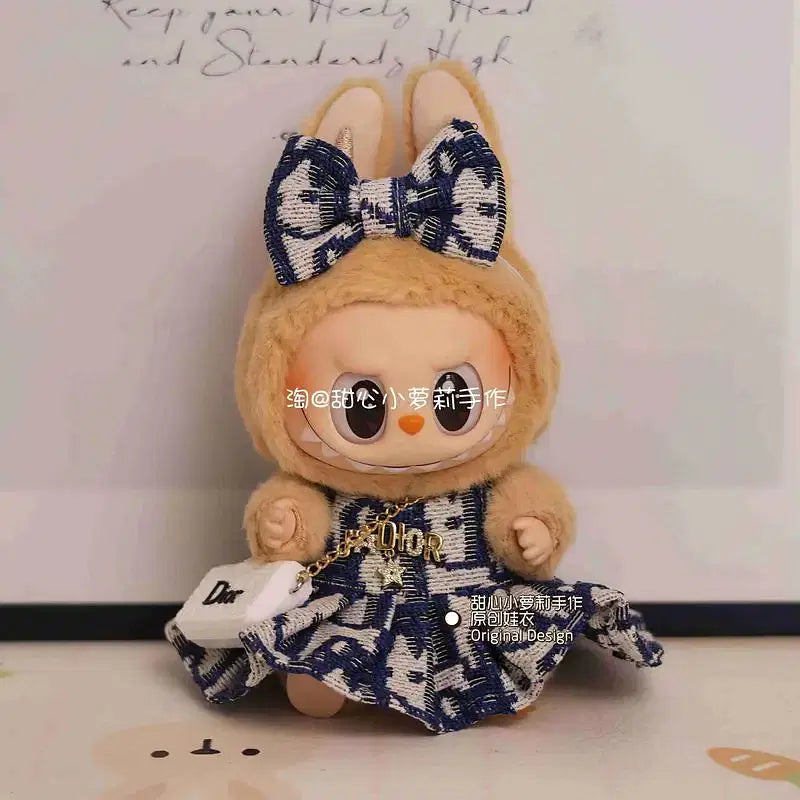 Color: WHITE, Size: One Size - Labubu Fashion Suits Skirt Suit V1 And V2 Vinyl Design Original Sitting Party Baby Clothes Eagerly Luxury Cute Dress Replacable