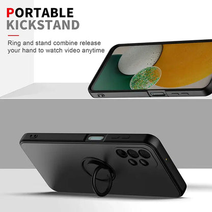Color: Dark Grey, Ships From: CHINA, Material: EVA - With Ring Holder Phone Case For Samsung Galaxy S25 Ultra S24 S23 S22 S21 Plus A13 A52 A53 A54 TPU Soft Back Cover