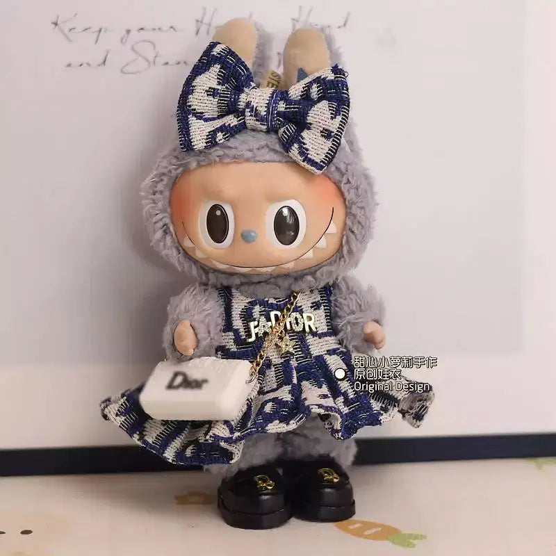 Color: WHITE, Size: One Size - Labubu Fashion Suits Skirt Suit V1 And V2 Vinyl Design Original Sitting Party Baby Clothes Eagerly Luxury Cute Dress Replacable