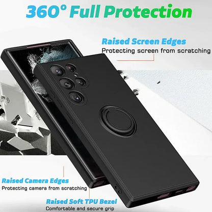 Color: Dark Grey, Ships From: CHINA, Material: EVA - With Ring Holder Phone Case For Samsung Galaxy S25 Ultra S24 S23 S22 S21 Plus A13 A52 A53 A54 TPU Soft Back Cover