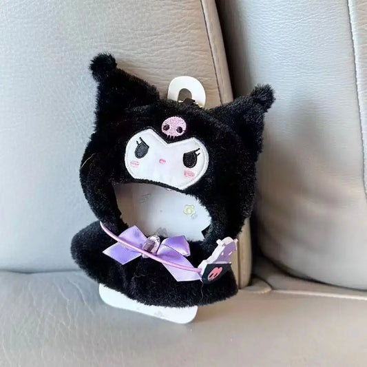 Color: black - Labubu Sanrio Cape Skirt Suit Sitting Party Hello Kitty Kuromi Clothes Monsters Vinyl Labubu Outfit Clothing Hat Accessory Gift