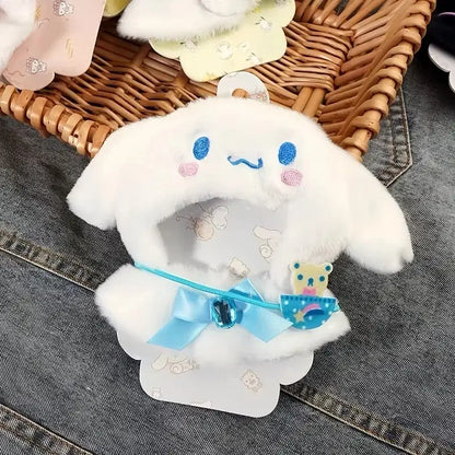 Color: SKY BLUE - Labubu Sanrio Cape Skirt Suit Sitting Party Hello Kitty Kuromi Clothes Monsters Vinyl Labubu Outfit Clothing Hat Accessory Gift