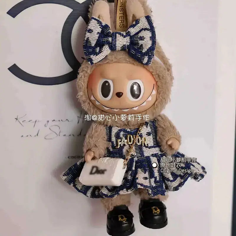 Color: WHITE, Size: One Size - Labubu Fashion Suits Skirt Suit V1 And V2 Vinyl Design Original Sitting Party Baby Clothes Eagerly Luxury Cute Dress Replacable