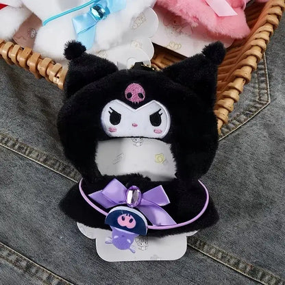 Color: Orange - Labubu Sanrio Cape Skirt Suit Sitting Party Hello Kitty Kuromi Clothes Monsters Vinyl Labubu Outfit Clothing Hat Accessory Gift