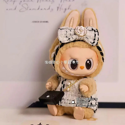 Color: Chocolate, Size: One Size - Labubu Fashion Suits Skirt Suit V1 And V2 Vinyl Design Original Sitting Party Baby Clothes Eagerly Luxury Cute Dress Replacable