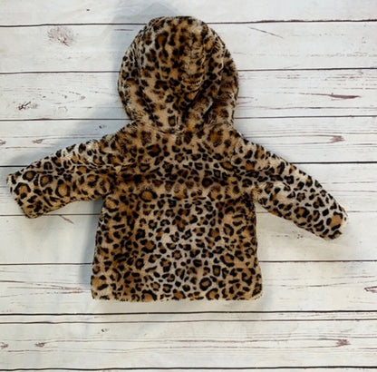 Cheetah Print Faux Fur Coat With Hood- Little Me