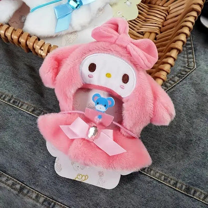 Color: light yellow - Labubu Sanrio Cape Skirt Suit Sitting Party Hello Kitty Kuromi Clothes Monsters Vinyl Labubu Outfit Clothing Hat Accessory Gift