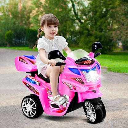 Electric Toy Motorcycle 3 Wheel Kids (6V Battery)- Pink