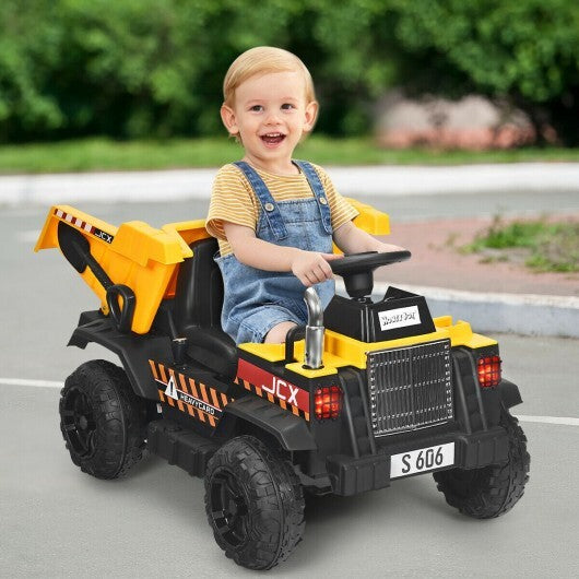 Kids Ride On Dump Truck with Electric Bucket and Dump Bed 12V Battery