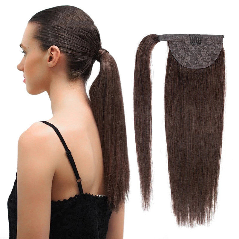 Wig Female Real Hair Ponytail Straps Tied Ponytail