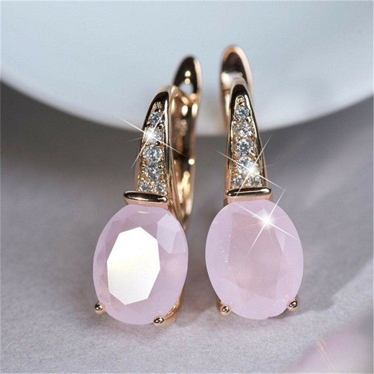 Oval Moonstone  Earrings Crystal