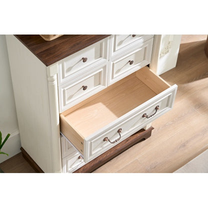 7 Drawer Dresser Chest For Bedroom With Wooden Base And Riser Trim, Wooden Rustic Rustic Chest Of Drawers, Storage Dresser For Bedroom, Living Room