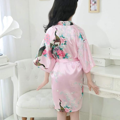 Peacock Satin Kimono Robe Bridesmaid Robe/ Robe Sleepwear