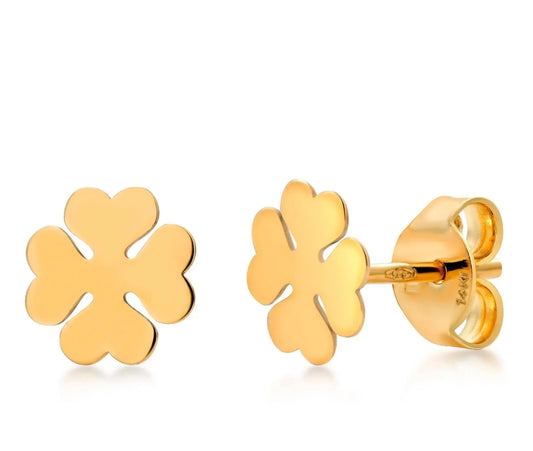 Élégantes boucles d'oreilles Trèfle en or jaune 14 carats